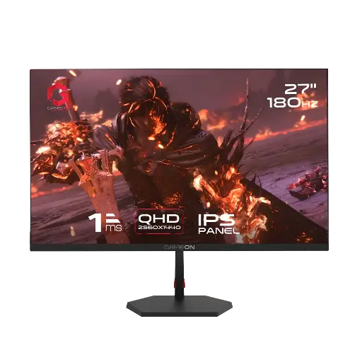 GAMEON 27" 2K, 180Hz, 1ms, HDMI 2.1, IPS QHD Gaming Monitor (Supports PS5) - GB27Q180 Pro Series Black
