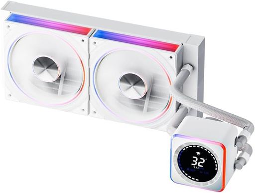 Jungle Leopard Astrobeat 240 White ARGB 240mm AIO CPU Cooler, Intelligent Temperature Control, Real-time readout, 300W TDP Liquid CPU Cooler for AMD AM4/AM5 & Intel LGA 115X/1200/1700