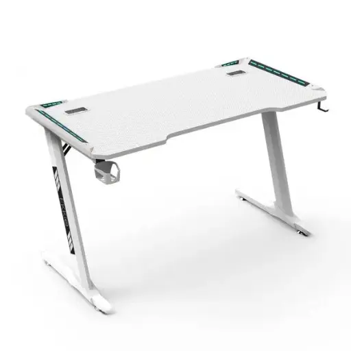 Gaming Desk White Z-Shaped RGB 140x60x75cm – MAF Z161-140