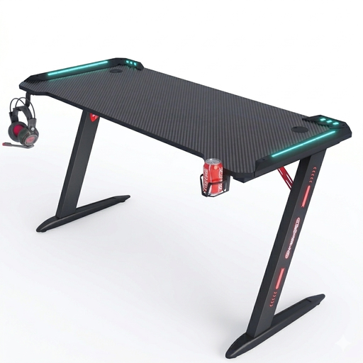 Gaming Desk Black Z-Shaped RGB 140x60x75cm – MAF Z161-140