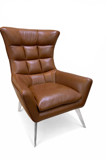 USED CHAIR SOFA BRAND JACOB CALIA -  LEATHER BROWN
