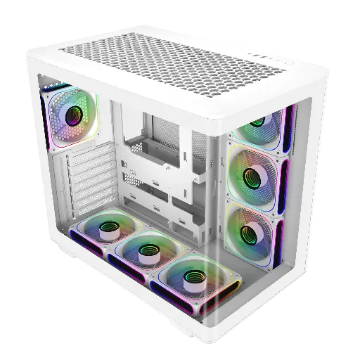 Cooler Master Elite 600 white Curved Tempered Glass ATX Case 7 x ARGB fans