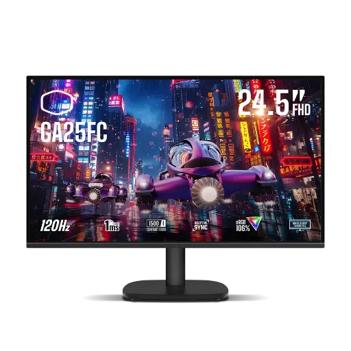  Cooler Master 24.5" FHD IPS Monitor 120Hz Refresh Rate 1ms Gaming Monitor Adaptive Sync, HDMI,GA25FC-UK