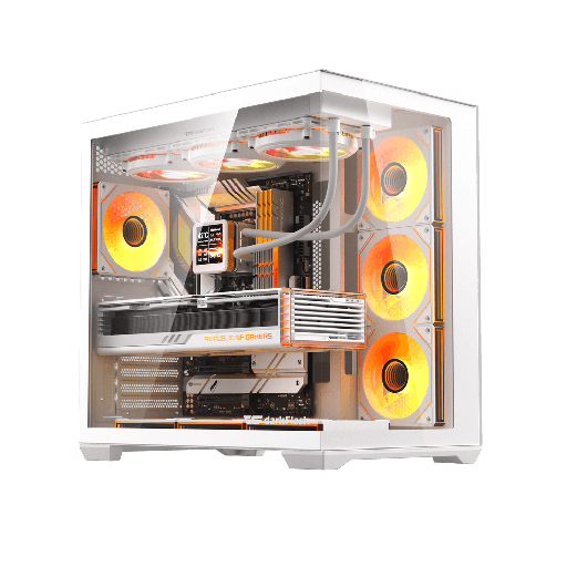 DarkFlash C280 WHITE E-ATX Full-Tower PC Gaming Case, 7×ARGB Fans Included