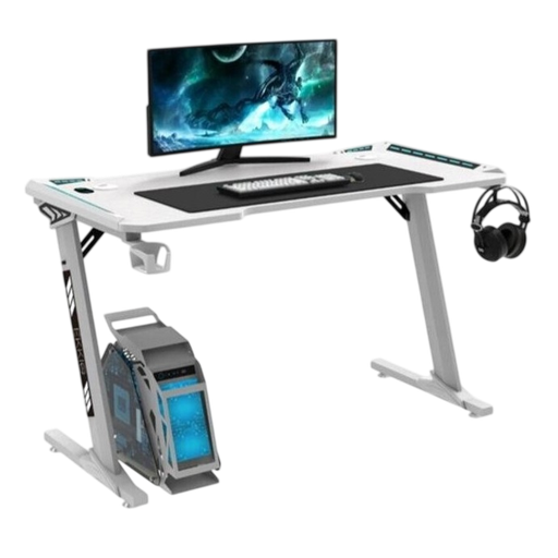 Gaming Desk White Z-Shaped RGB 120x60x75cm – MH125-1.2