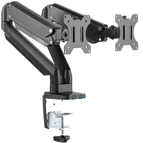 Twisted Minds Dual Monitor Aluminum Slim Mechanical Spring USB Monitor Arm, Supports 17-32" Screen Size- TM-26-C012