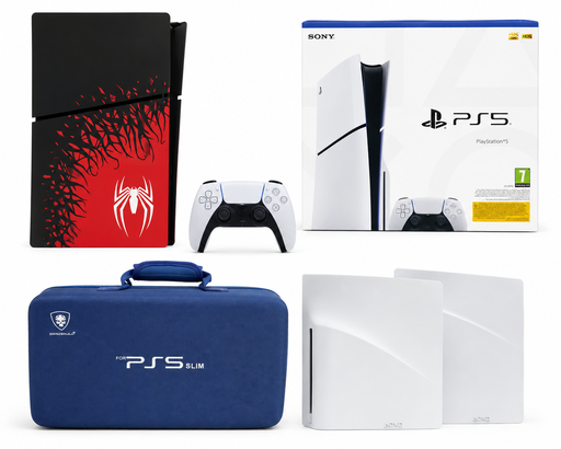 USED SONY PS5 SLIM + CONTROLLER + CARRING CASE + CONSOLE COVER