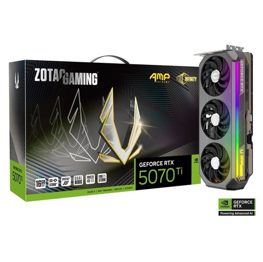 ZOTAC NVIDIA GeForce RTX 5070 Ti AMP EXTREME INFINITY 16GB GDDR7 Graphics Card- Premium Pack
