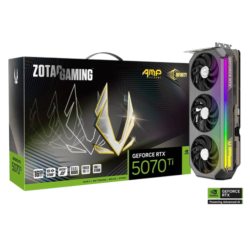 ZOTAC NVIDIA GeForce RTX 5070 Ti AMP EXTREME INFINITY 16GB GDDR7 Graphics Card- Premium Pack