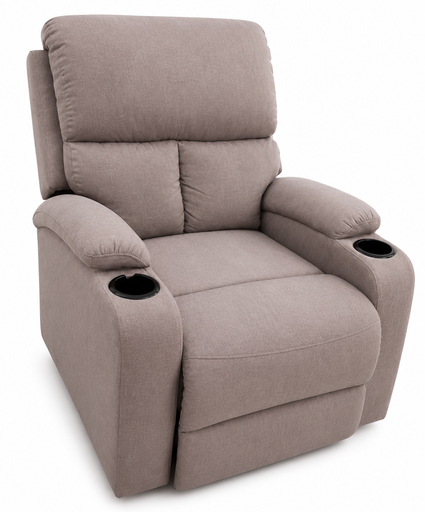 USED Mystic 1 Seater Fabric Pushback Recliner With Cup Holder Relaxing Chair Modern Design One Seat DANUBE HOME