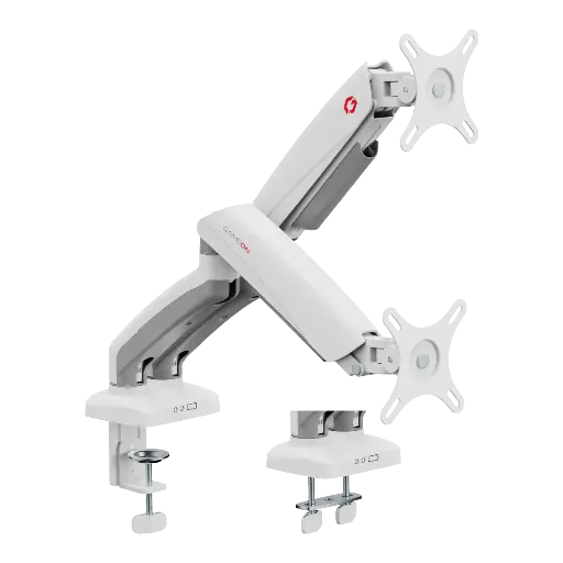 GAMEON GO-5450 Dual Monitor Arm For Gaming And Office Use, Supports 17" - 32” Flat and Curved Screens, Each Arm Up To 2-9 KG - White