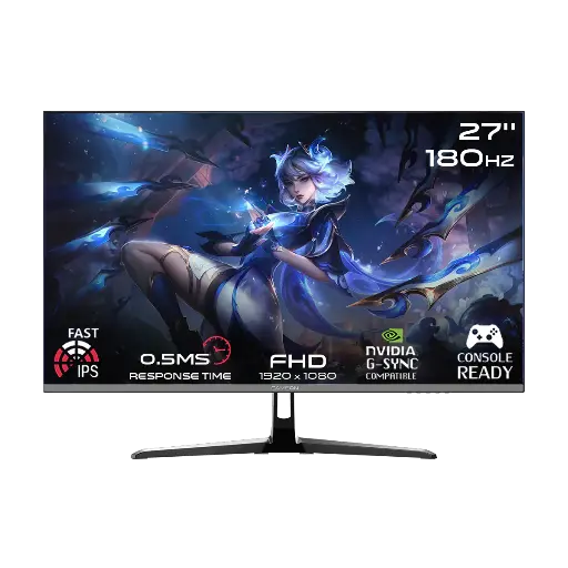 GAMEON 27" 180Hz, 0.5ms, HDMI 2.1, Fast IPS Gaming Monitor (Supports PS5) - Black GOPS27180IPS Pro Series