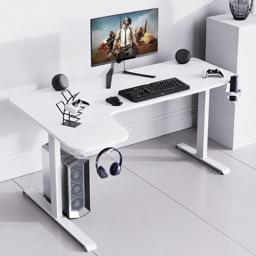 USED Gaming Desk GXG WHITE L Shaped Left L-(160) L-W, 160X60X100cm(without RGB)