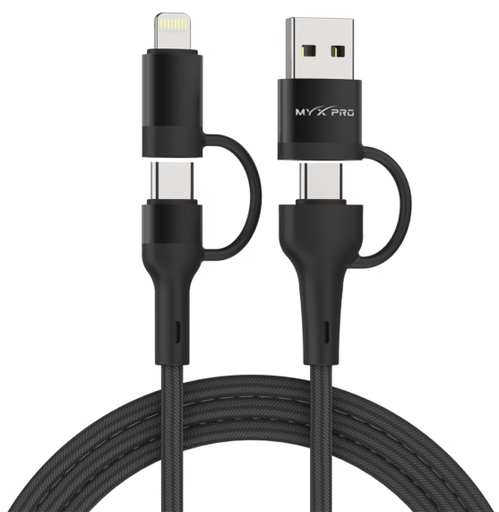 MYX PRO Turbo POWERHUB 4-in-1 65W Fast Charging Cable-BLACK