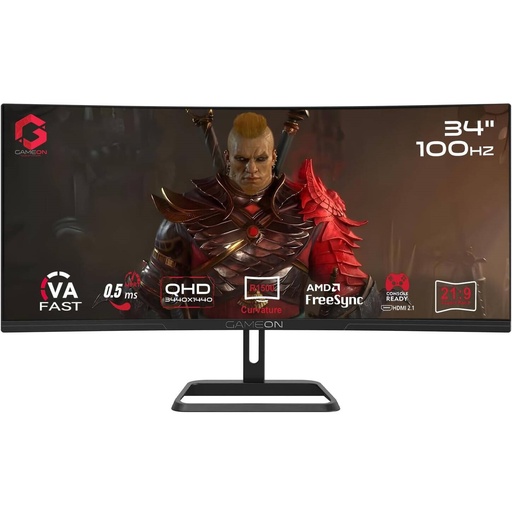 GAMEON 34" 2K CURVED 100HZ 0.5MS HDMI2.1 WITH SPEAKER - GOC34WQHD100VA