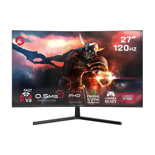 GAMEON 27'' 120Hz, 0.5ms, HDMI 2.1, Fast VA Panel Curved Gaming Monitor 1500R, (Supports PS5) GC27F120VA Pro Series - Black