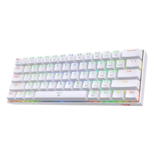 Redragon K630 Dragonborn 60% Wired RGB Gaming Mechanical Keyboard - Linear RED Switch - 61 Keys Compact Keyboard -White- k630