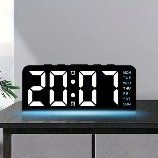 Multifunctional Digital Alarm Clock with Date Display and USB Power, Dual Alarm Display -black