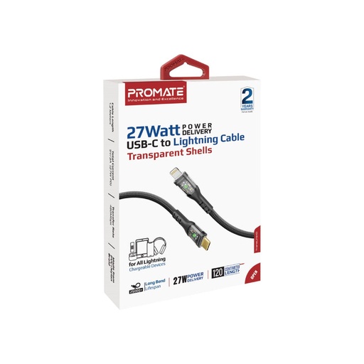 [GS1228] Promate USB-C to Lightning Cable TransLine-CC.BLACK