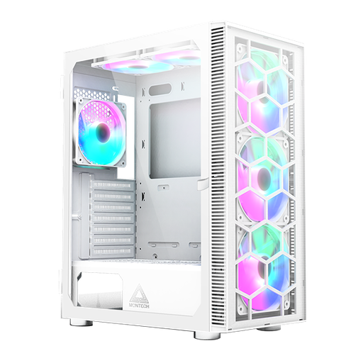 [GS0225] CASE MONTECH X3 GLASS WHITE - 6 FANS