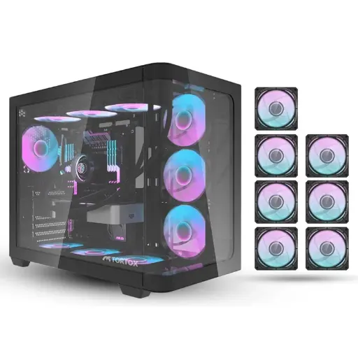 [GS1449] TORTOX CASE CURVO BLACK With 6 FAN RGB TX240502